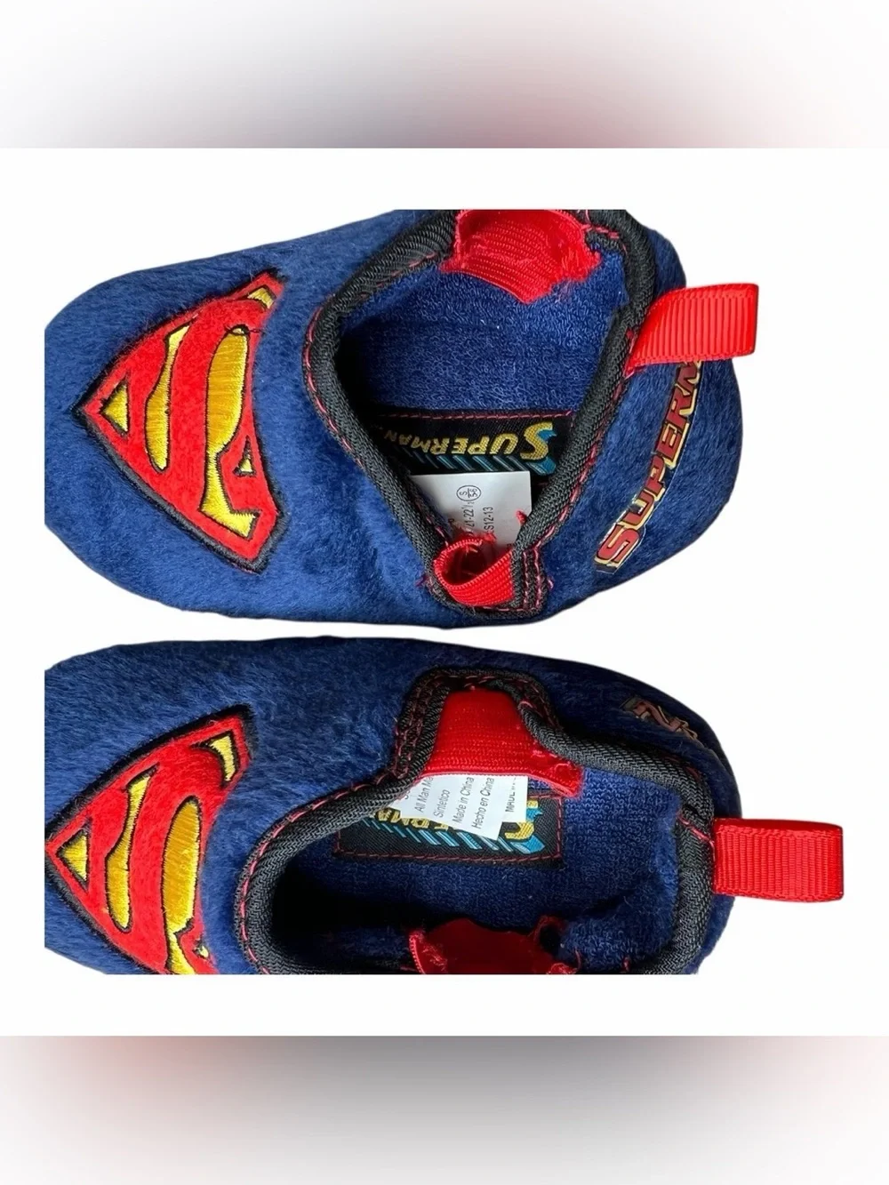 Superman DC 2006 Vintage Kids Soft Sole Slippers Sz 5-6 Small